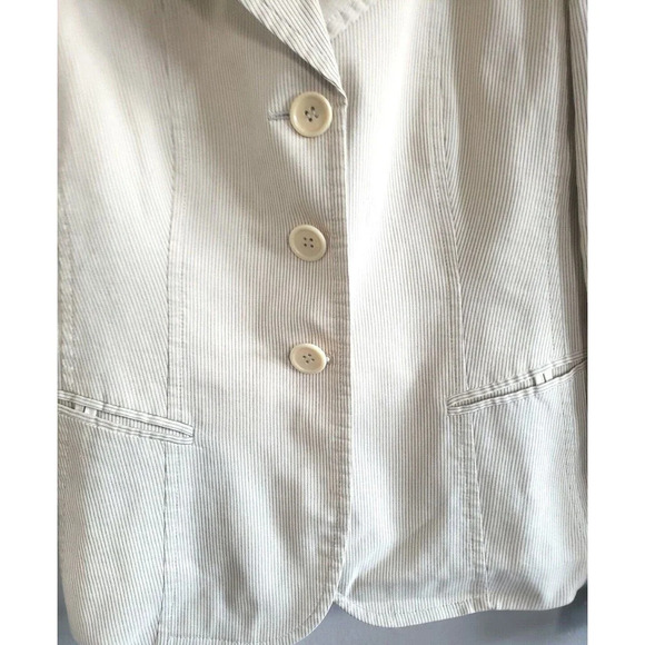 Armani Collezioni Blazer Women's 6 Tan Lined 3 Button Flax Blend Made In Italy - Picture 4 of 11